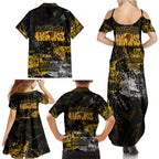 Hawthorn Hawks Family Matching Summer Maxi Dress and Hawaiian Shirt Urban Graffiti Street Art - Bold Abstract Spray Paint