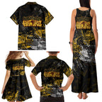 Hawthorn Hawks Family Matching Tank Maxi Dress and Hawaiian Shirt Urban Graffiti Street Art - Bold Abstract Spray Paint
