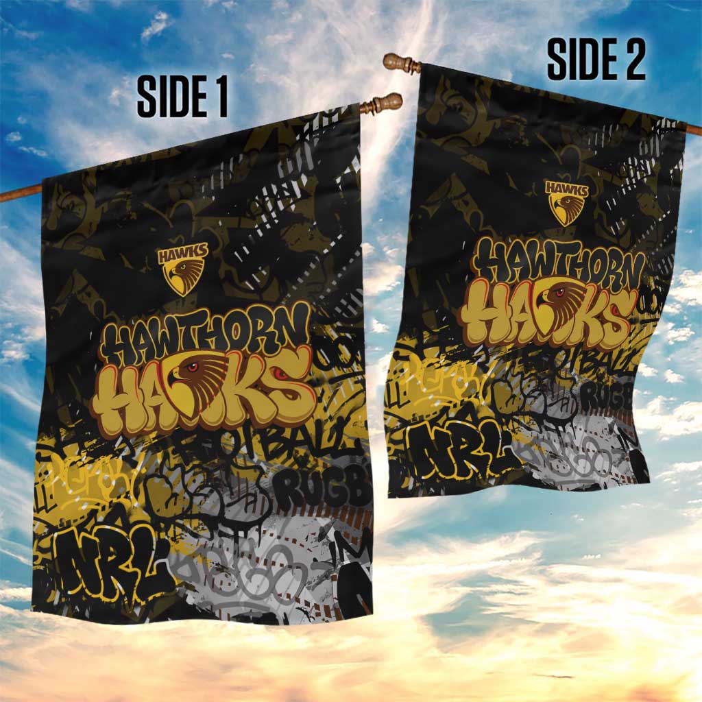 Hawthorn Hawks Garden Flag Urban Graffiti Street Art - Bold Abstract Spray Paint