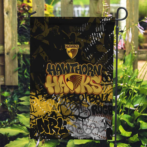 Hawthorn Hawks Garden Flag Urban Graffiti Street Art - Bold Abstract Spray Paint