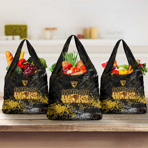 Hawthorn Hawks Grocery Bag Urban Graffiti Street Art - Bold Abstract Spray Paint