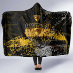 Hawthorn Hawks Hooded Blanket Urban Graffiti Street Art - Bold Abstract Spray Paint