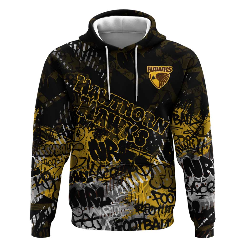 Hawthorn Hawks Hoodie Urban Graffiti Street Art - Bold Abstract Spray Paint
