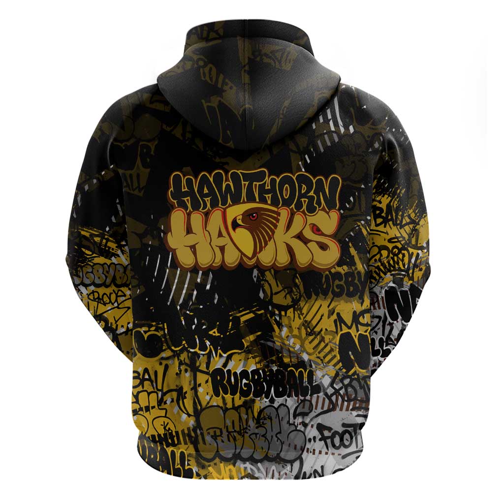 Hawthorn Hawks Hoodie Urban Graffiti Street Art - Bold Abstract Spray Paint