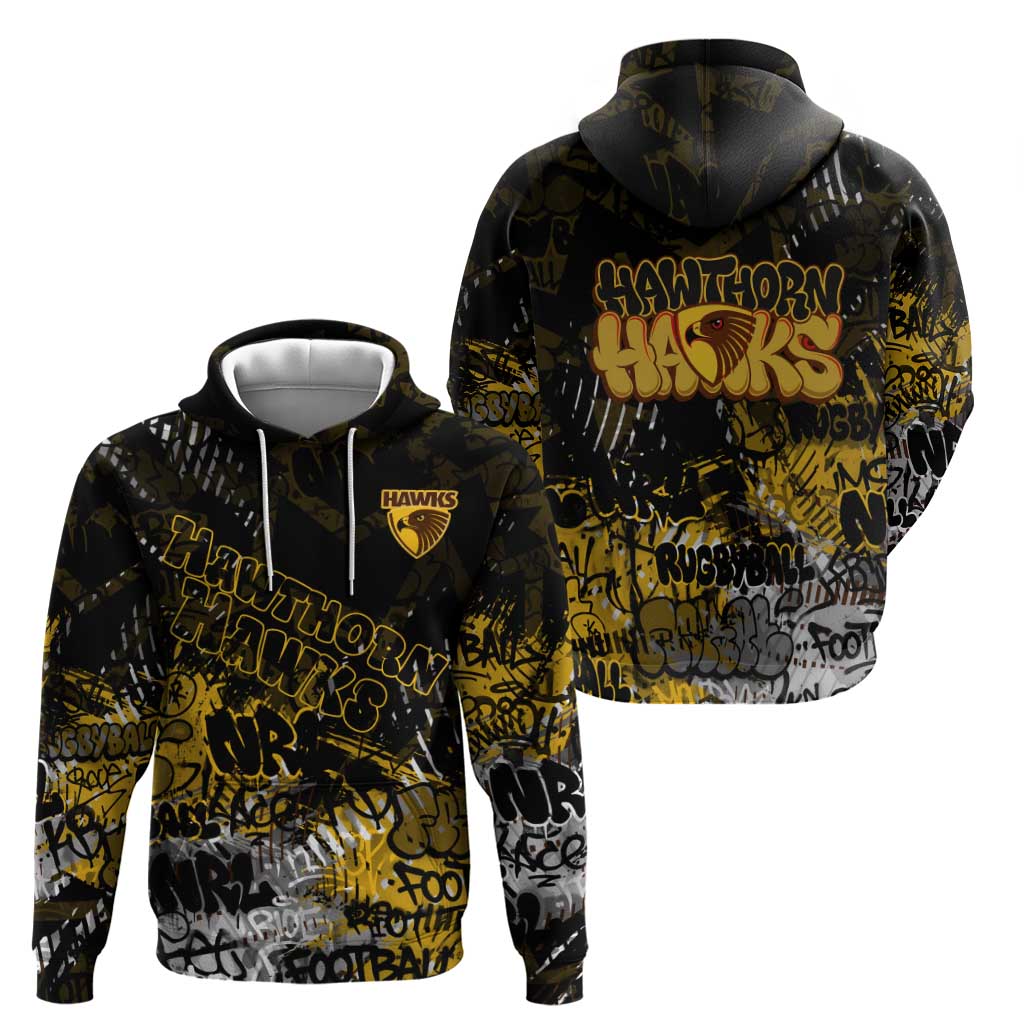 Hawthorn Hawks Hoodie Urban Graffiti Street Art - Bold Abstract Spray Paint