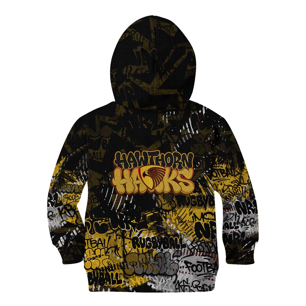 Hawthorn Hawks Kid Hoodie Urban Graffiti Street Art - Bold Abstract Spray Paint