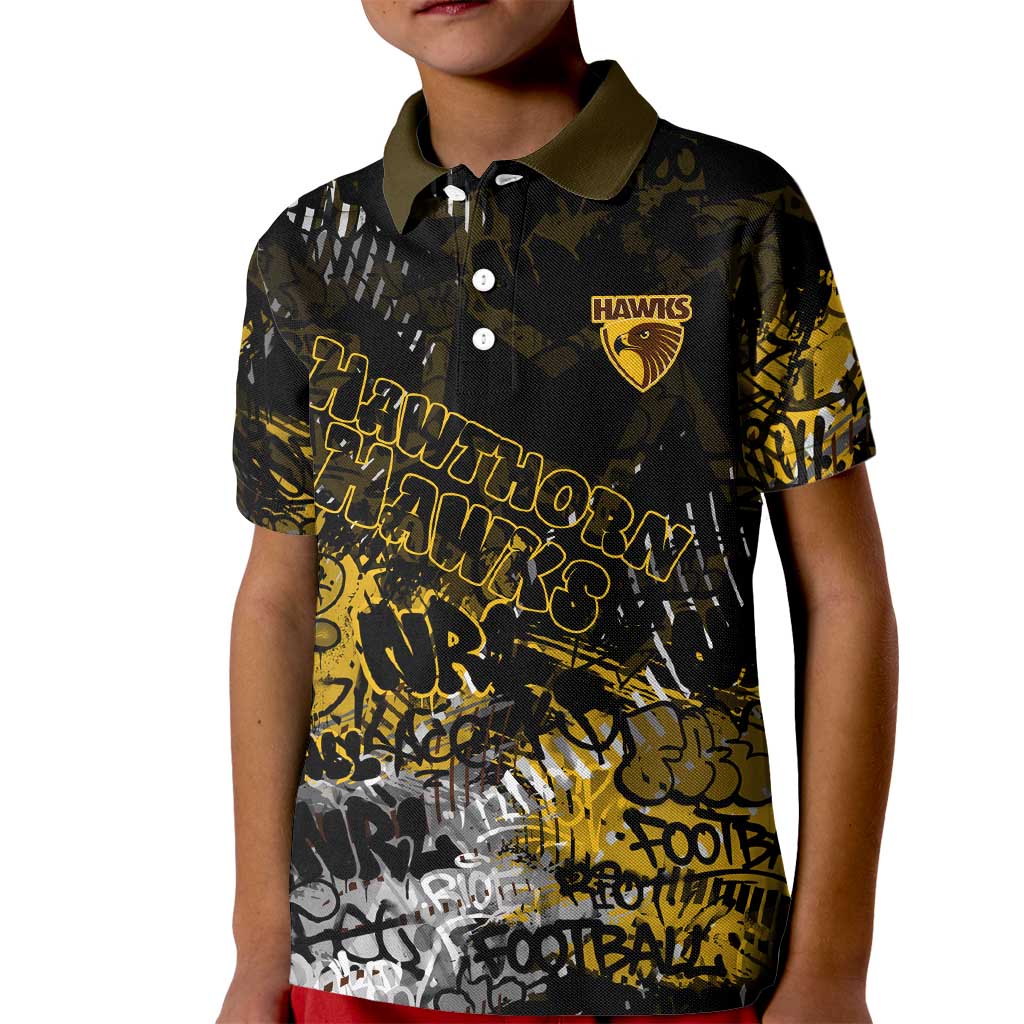 Hawthorn Hawks Kid Polo Shirt Urban Graffiti Street Art - Bold Abstract Spray Paint