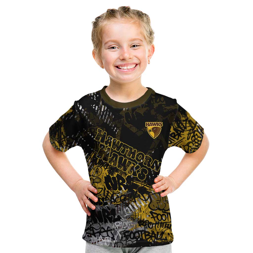 Hawthorn Hawks Kid T Shirt Urban Graffiti Street Art - Bold Abstract Spray Paint