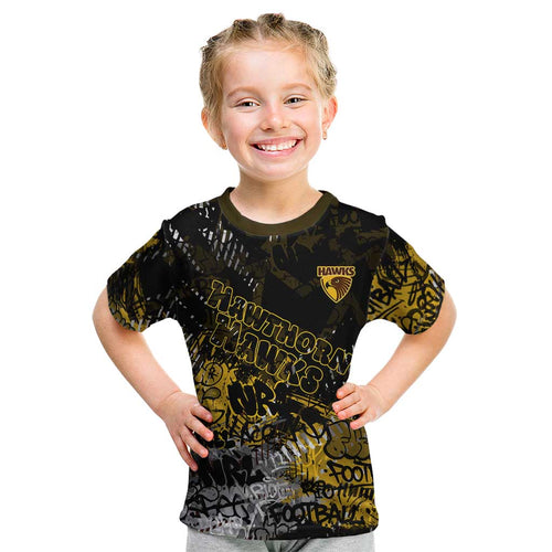Hawthorn Hawks Kid T Shirt Urban Graffiti Street Art - Bold Abstract Spray Paint