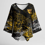 Hawthorn Hawks Kimono Sleeve Blouse Urban Graffiti Street Art - Bold Abstract Spray Paint