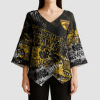 Hawthorn Hawks Kimono Sleeve Blouse Urban Graffiti Street Art - Bold Abstract Spray Paint