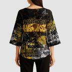 Hawthorn Hawks Kimono Sleeve Blouse Urban Graffiti Street Art - Bold Abstract Spray Paint