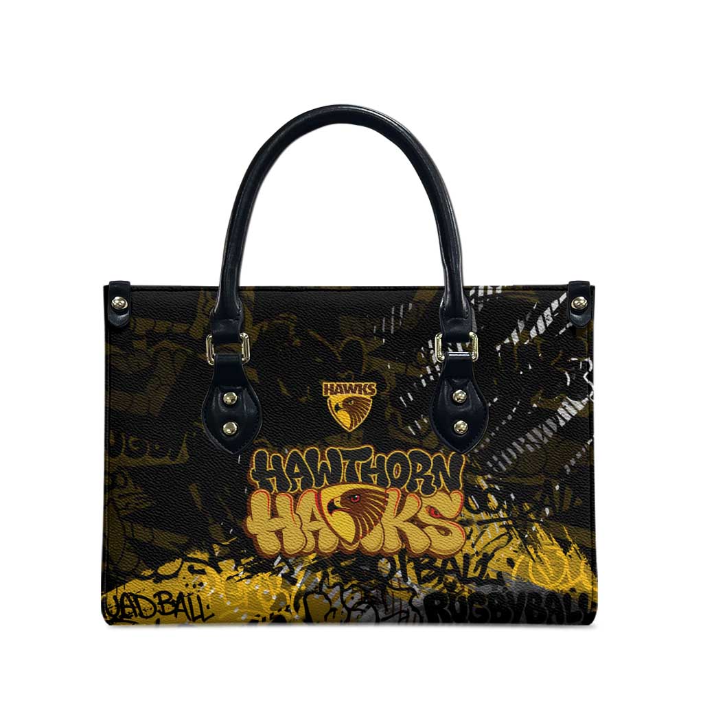 Hawthorn Hawks Leather Bag Urban Graffiti Street Art - Bold Abstract Spray Paint
