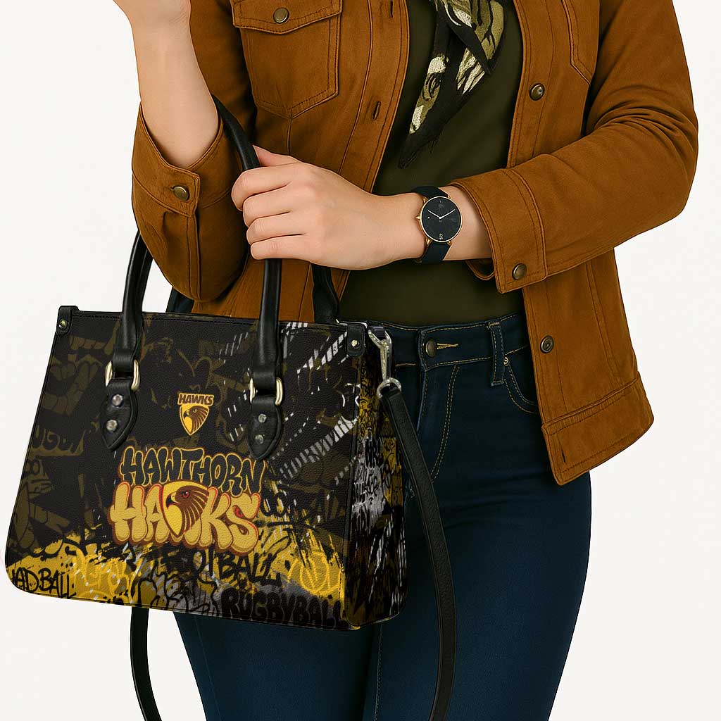 Hawthorn Hawks Leather Bag Urban Graffiti Street Art - Bold Abstract Spray Paint