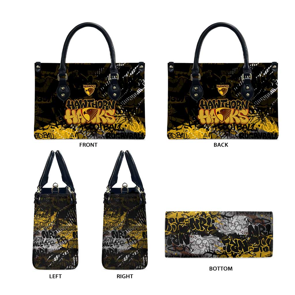 Hawthorn Hawks Leather Bag Urban Graffiti Street Art - Bold Abstract Spray Paint