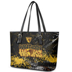 Hawthorn Hawks Leather Tote Bag Urban Graffiti Street Art - Bold Abstract Spray Paint