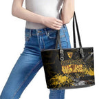 Hawthorn Hawks Leather Tote Bag Urban Graffiti Street Art - Bold Abstract Spray Paint