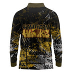 Hawthorn Hawks Long Sleeve Polo Shirt Urban Graffiti Street Art - Bold Abstract Spray Paint