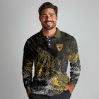 Hawthorn Hawks Long Sleeve Polo Shirt Urban Graffiti Street Art - Bold Abstract Spray Paint