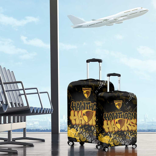 Hawthorn Hawks Luggage Cover Urban Graffiti Street Art - Bold Abstract Spray Paint