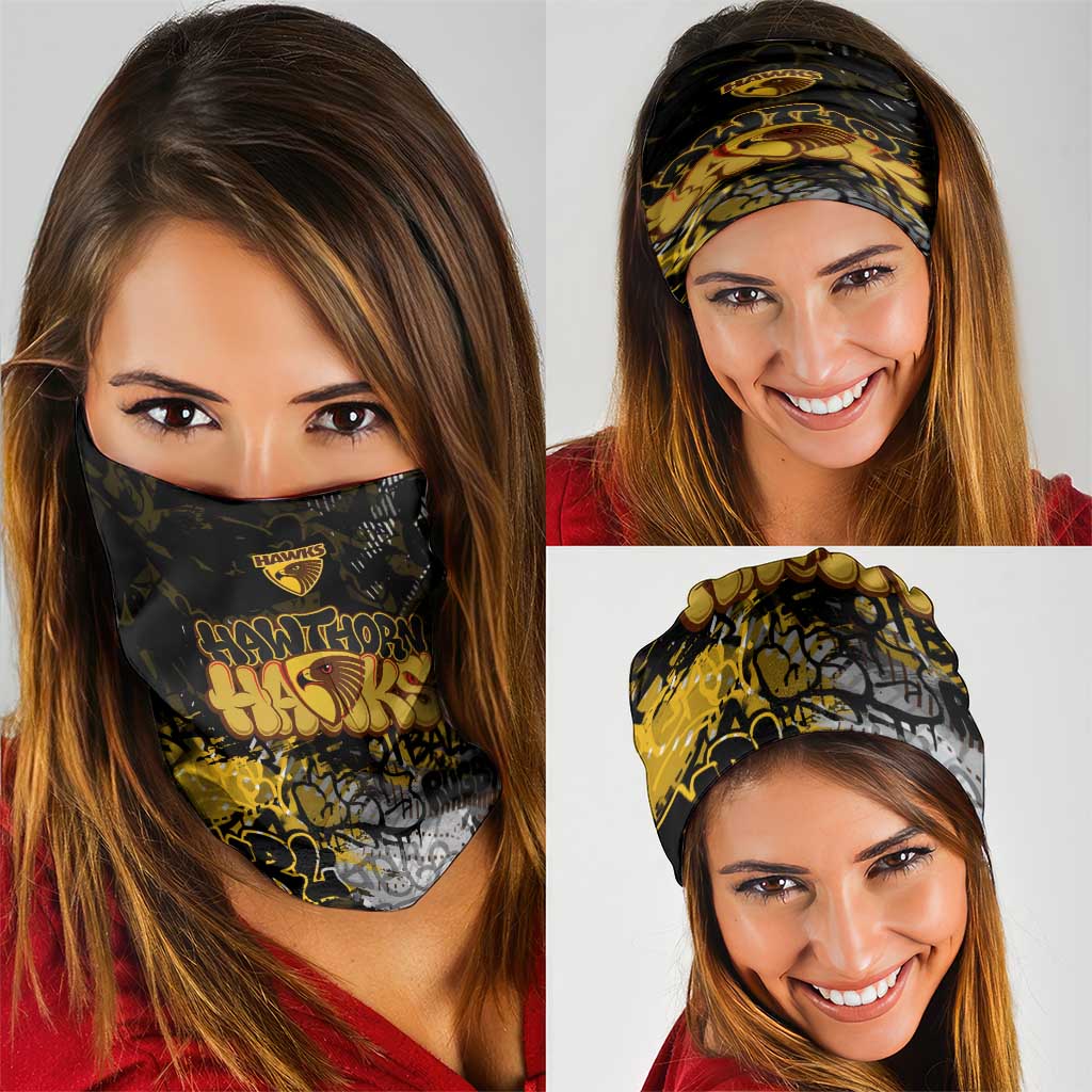 Hawthorn Hawks Neck Gaiter Urban Graffiti Street Art - Bold Abstract Spray Paint