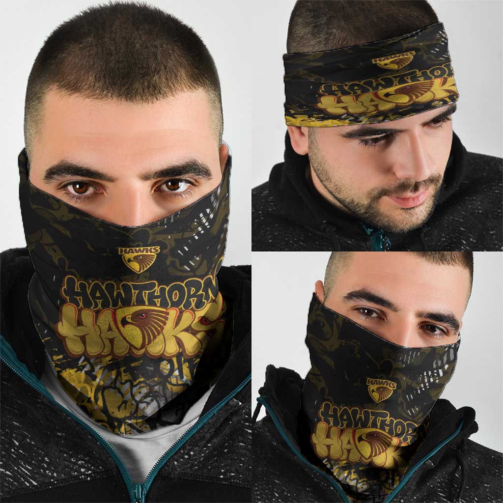 Hawthorn Hawks Neck Gaiter Urban Graffiti Street Art - Bold Abstract Spray Paint