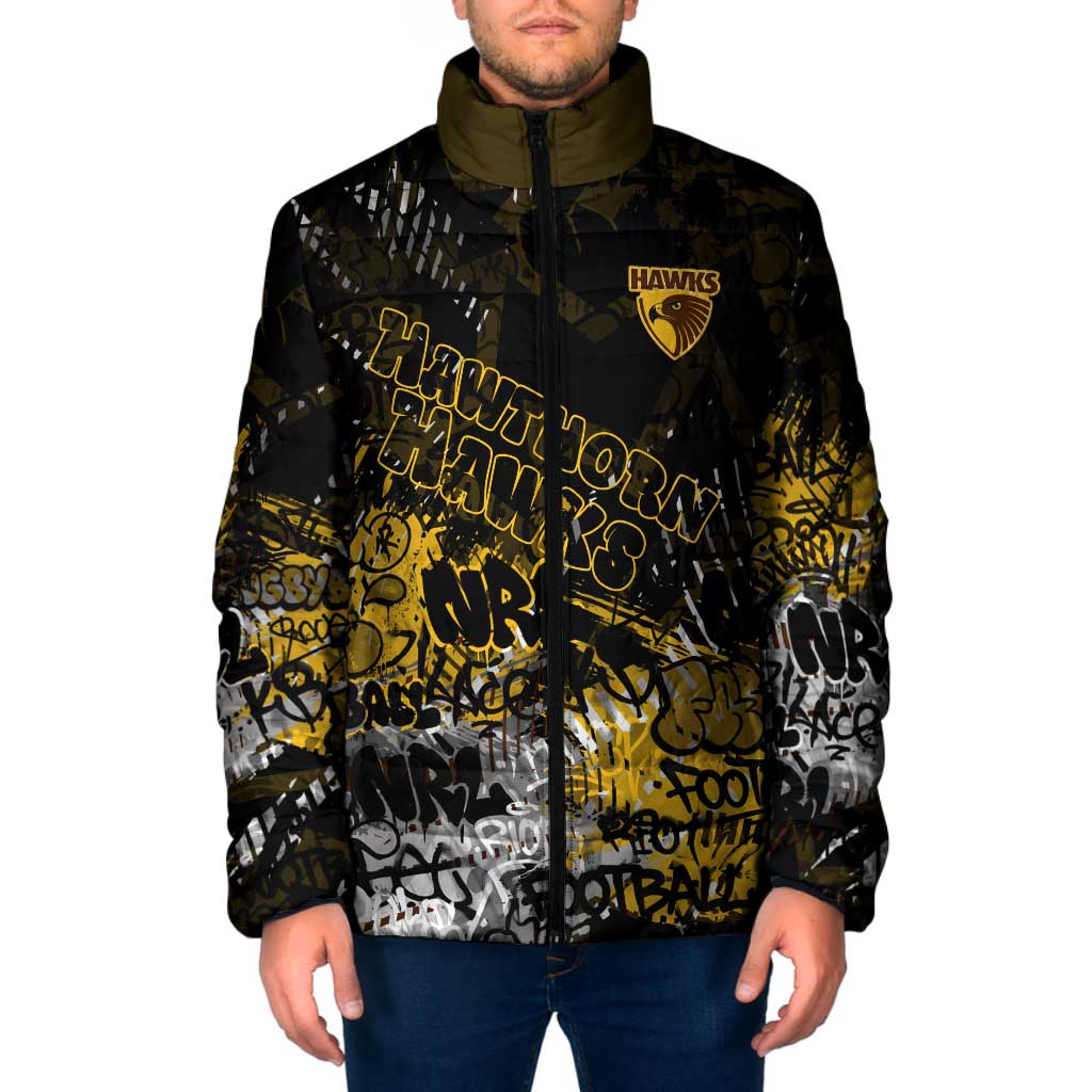 Hawthorn Hawks Padded Jacket Urban Graffiti Street Art - Bold Abstract Spray Paint