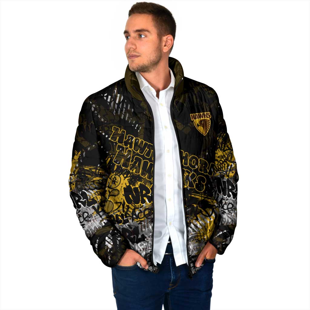 Hawthorn Hawks Padded Jacket Urban Graffiti Street Art - Bold Abstract Spray Paint