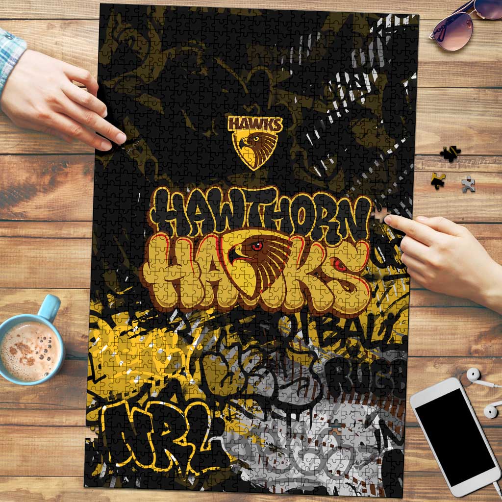 Hawthorn Hawks Puzzle Urban Graffiti Street Art - Bold Abstract Spray Paint