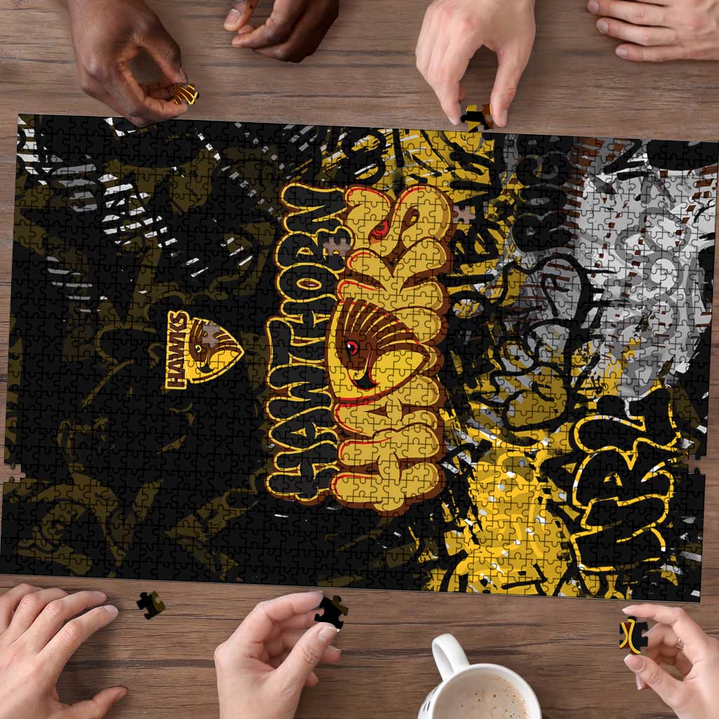 Hawthorn Hawks Puzzle Urban Graffiti Street Art - Bold Abstract Spray Paint
