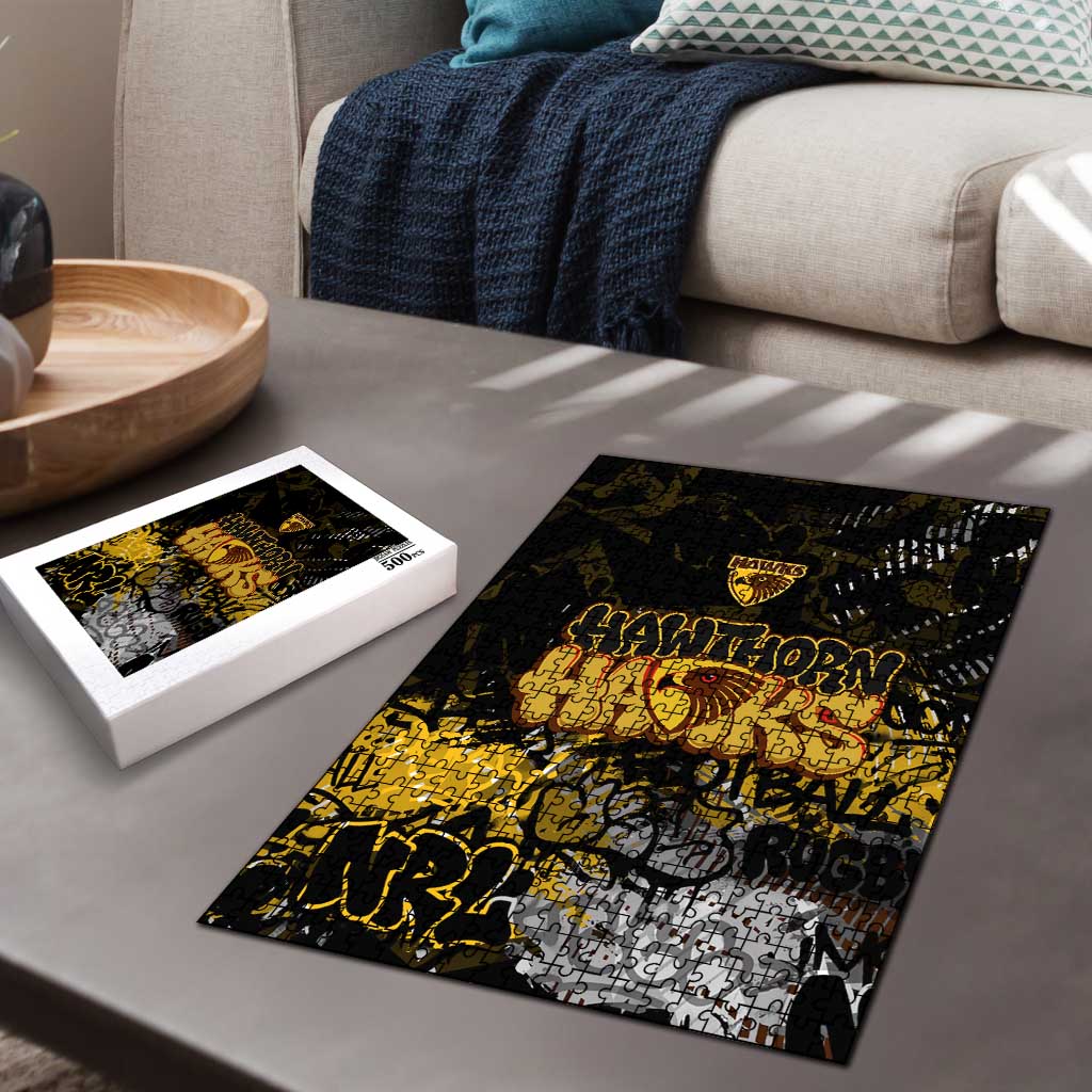 Hawthorn Hawks Puzzle Urban Graffiti Street Art - Bold Abstract Spray Paint