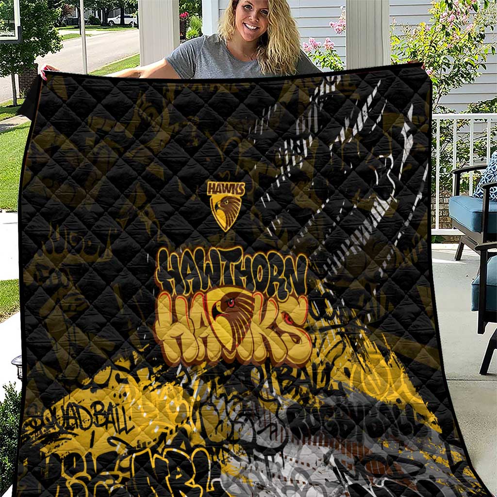 Hawthorn Hawks Quilt Urban Graffiti Street Art - Bold Abstract Spray Paint