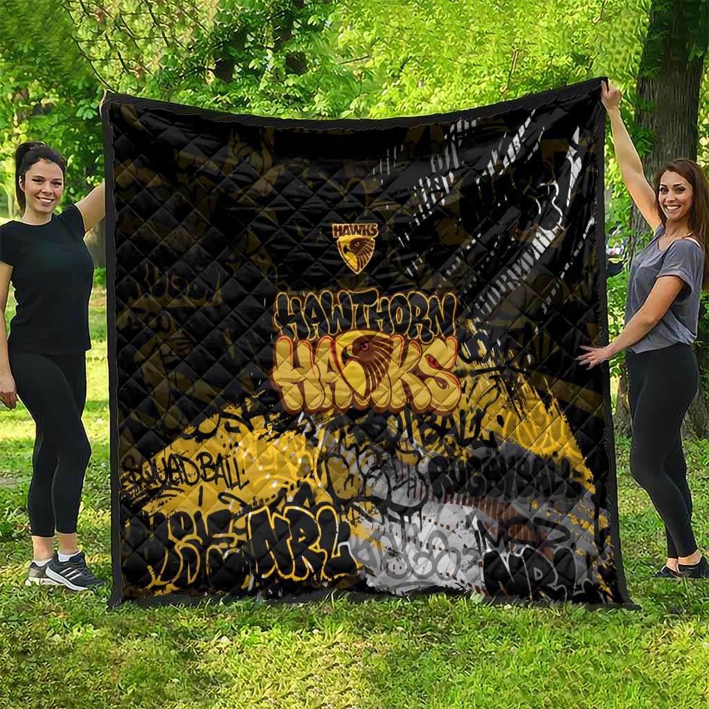 Hawthorn Hawks Quilt Urban Graffiti Street Art - Bold Abstract Spray Paint