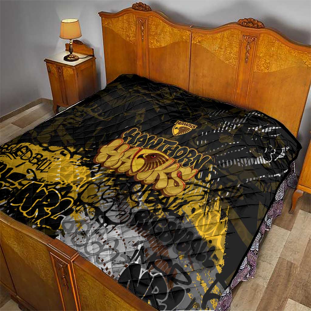 Hawthorn Hawks Quilt Urban Graffiti Street Art - Bold Abstract Spray Paint