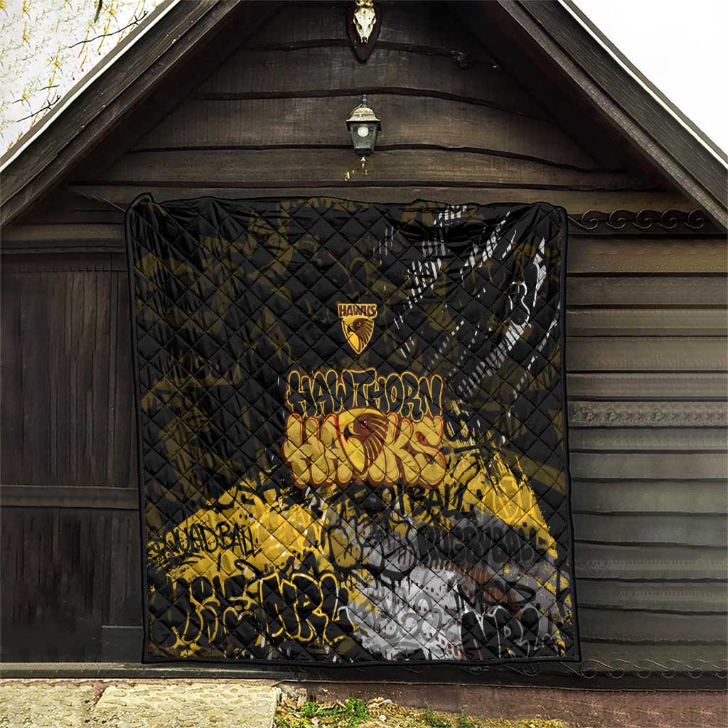 Hawthorn Hawks Quilt Urban Graffiti Street Art - Bold Abstract Spray Paint