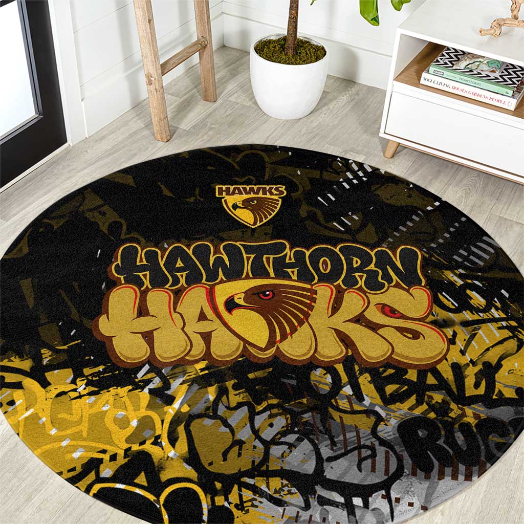 Hawthorn Hawks Round Carpet Urban Graffiti Street Art - Bold Abstract Spray Paint