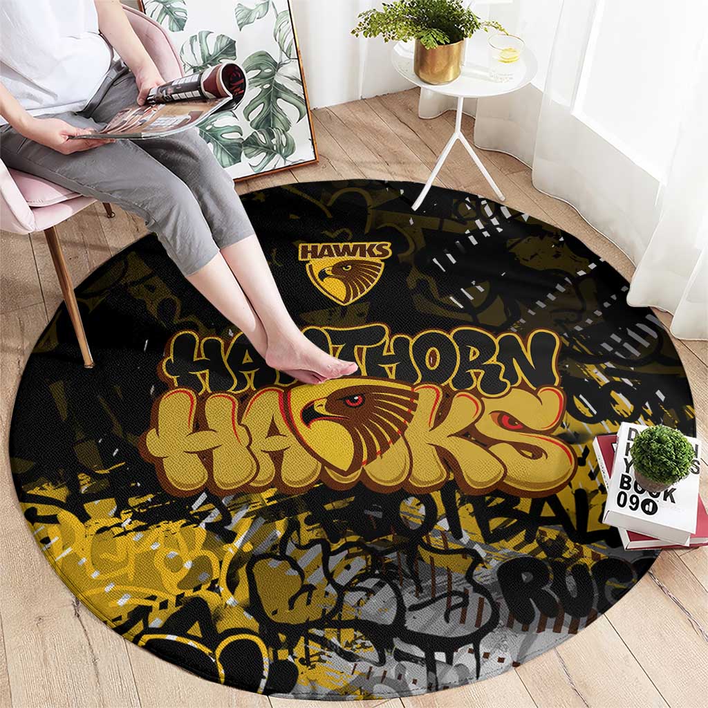 Hawthorn Hawks Round Carpet Urban Graffiti Street Art - Bold Abstract Spray Paint