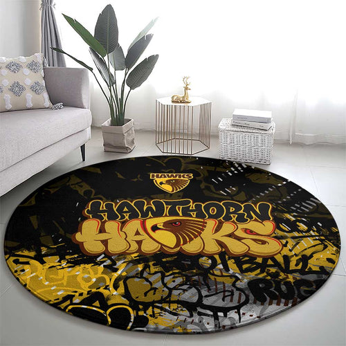 Hawthorn Hawks Round Carpet Urban Graffiti Street Art - Bold Abstract Spray Paint