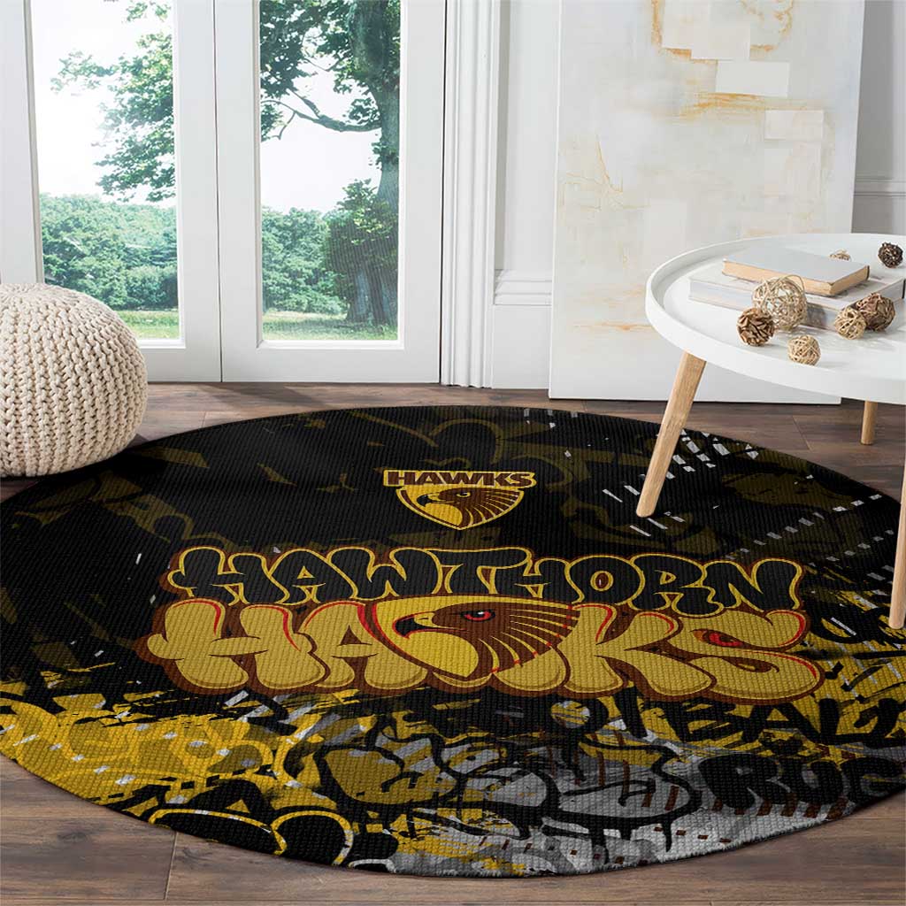 Hawthorn Hawks Round Carpet Urban Graffiti Street Art - Bold Abstract Spray Paint