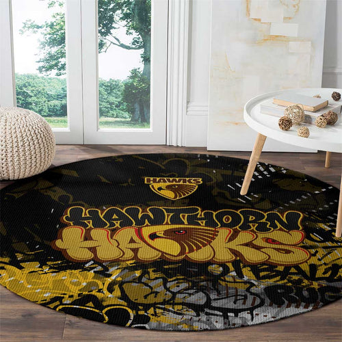 Hawthorn Hawks Round Carpet Urban Graffiti Street Art - Bold Abstract Spray Paint