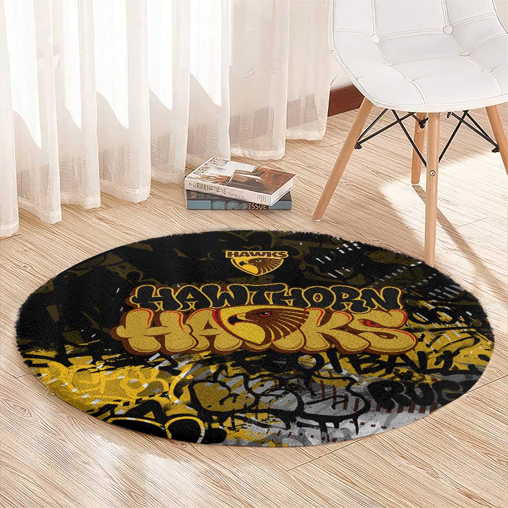 Hawthorn Hawks Round Carpet Urban Graffiti Street Art - Bold Abstract Spray Paint