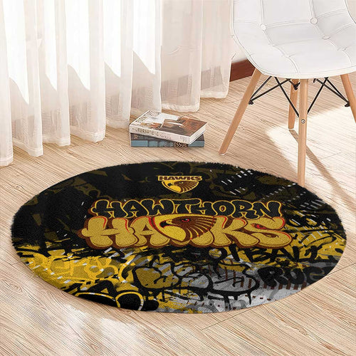 Hawthorn Hawks Round Carpet Urban Graffiti Street Art - Bold Abstract Spray Paint