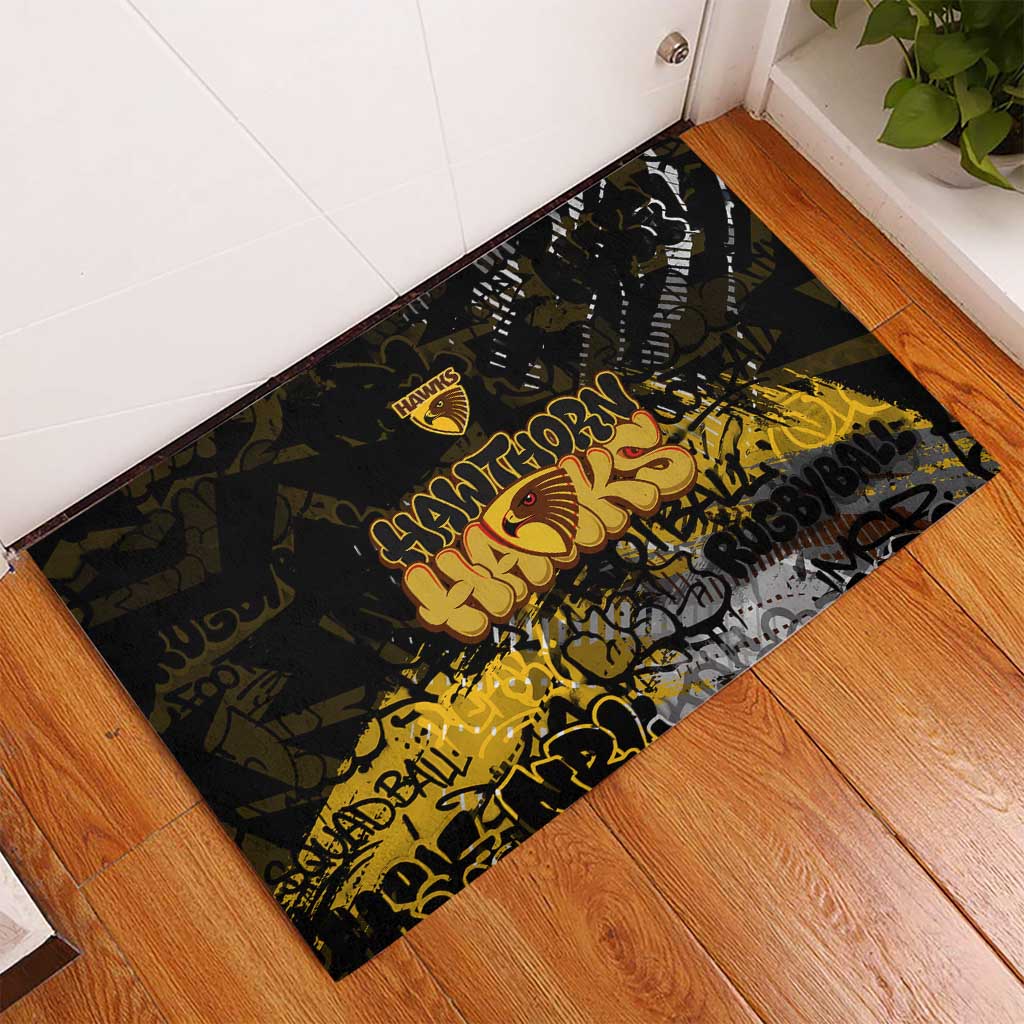 Hawthorn Hawks Rubber Doormat Urban Graffiti Street Art - Bold Abstract Spray Paint
