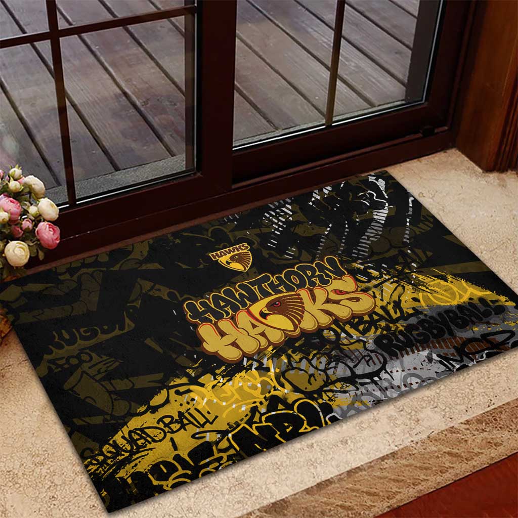 Hawthorn Hawks Rubber Doormat Urban Graffiti Street Art - Bold Abstract Spray Paint