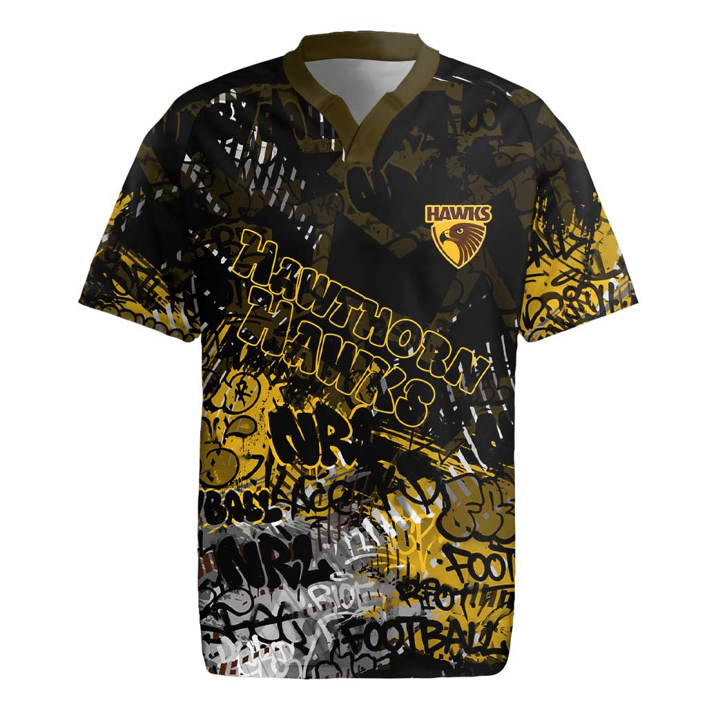 Hawthorn Hawks Rugby Jersey Urban Graffiti Street Art - Bold Abstract Spray Paint
