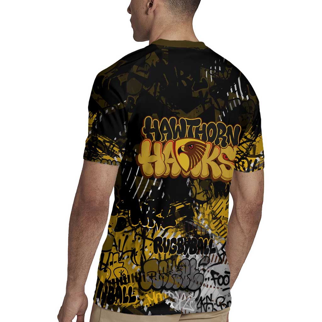 Hawthorn Hawks Rugby Jersey Urban Graffiti Street Art - Bold Abstract Spray Paint