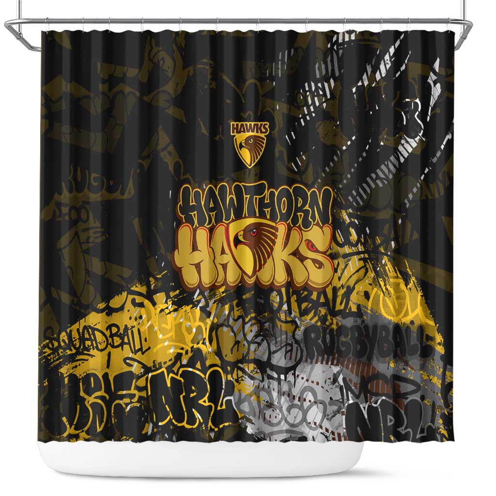 Hawthorn Hawks Shower Curtain Urban Graffiti Street Art - Bold Abstract Spray Paint