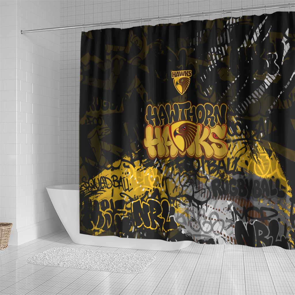 Hawthorn Hawks Shower Curtain Urban Graffiti Street Art - Bold Abstract Spray Paint