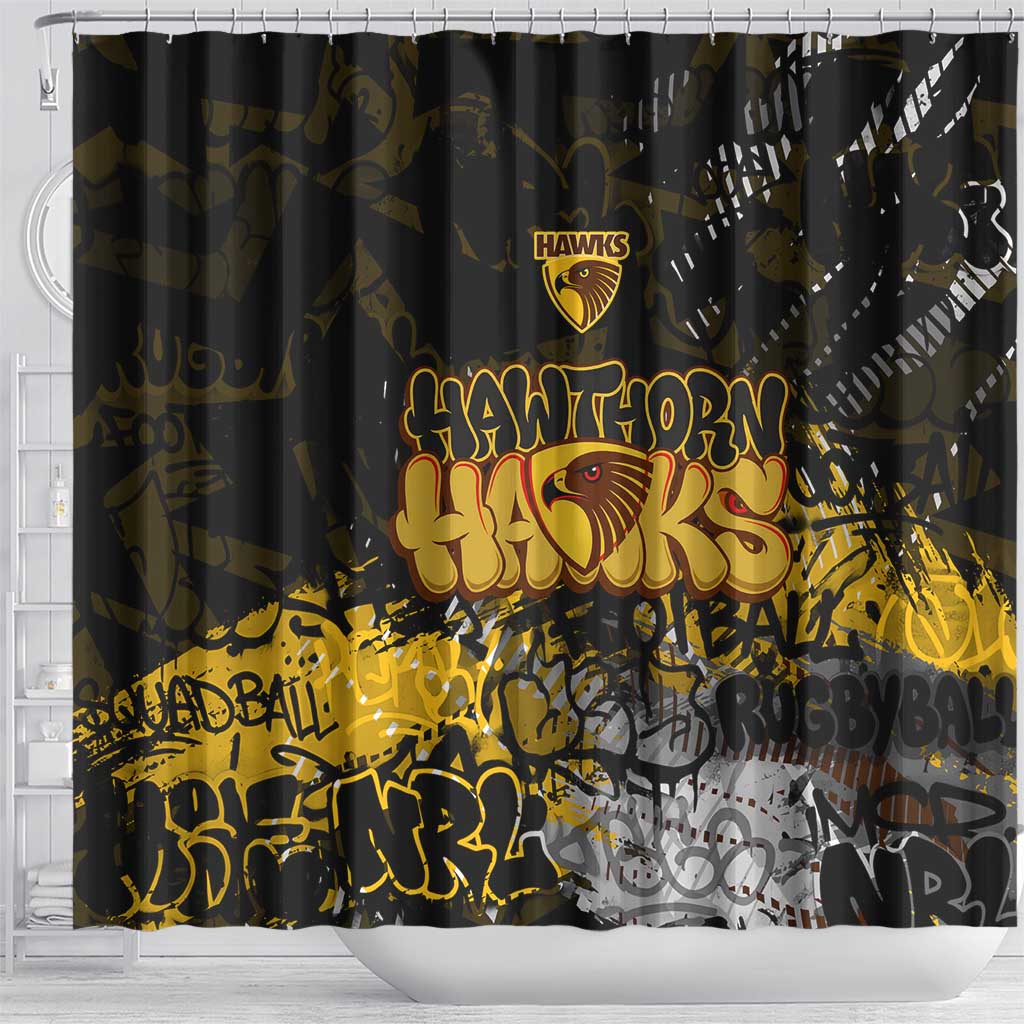 Hawthorn Hawks Shower Curtain Urban Graffiti Street Art - Bold Abstract Spray Paint
