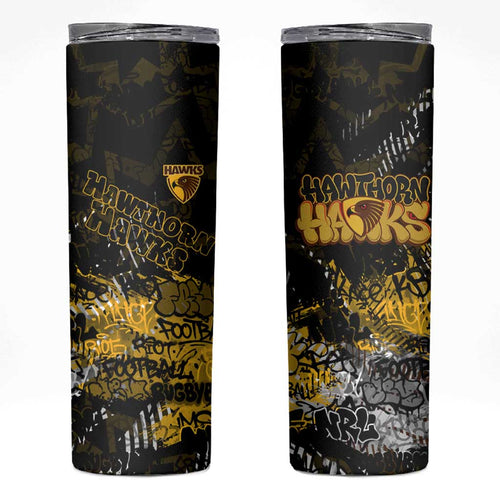 Hawthorn Hawks Skinny Tumbler Urban Graffiti Street Art - Bold Abstract Spray Paint